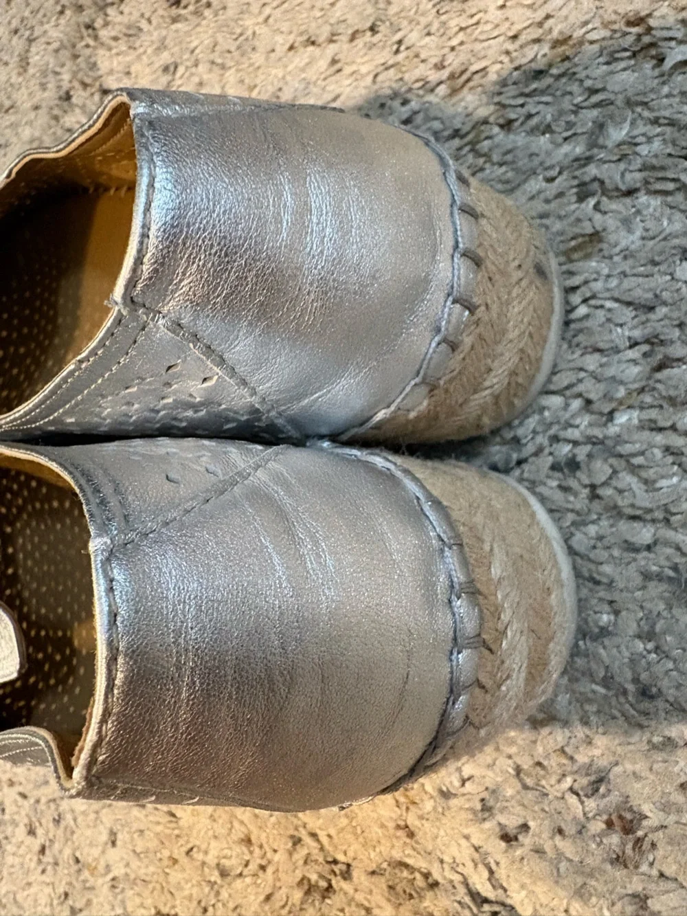 Franco Sarto Silver Perforated Slip-On Espadrilles Size 8.5 EUC